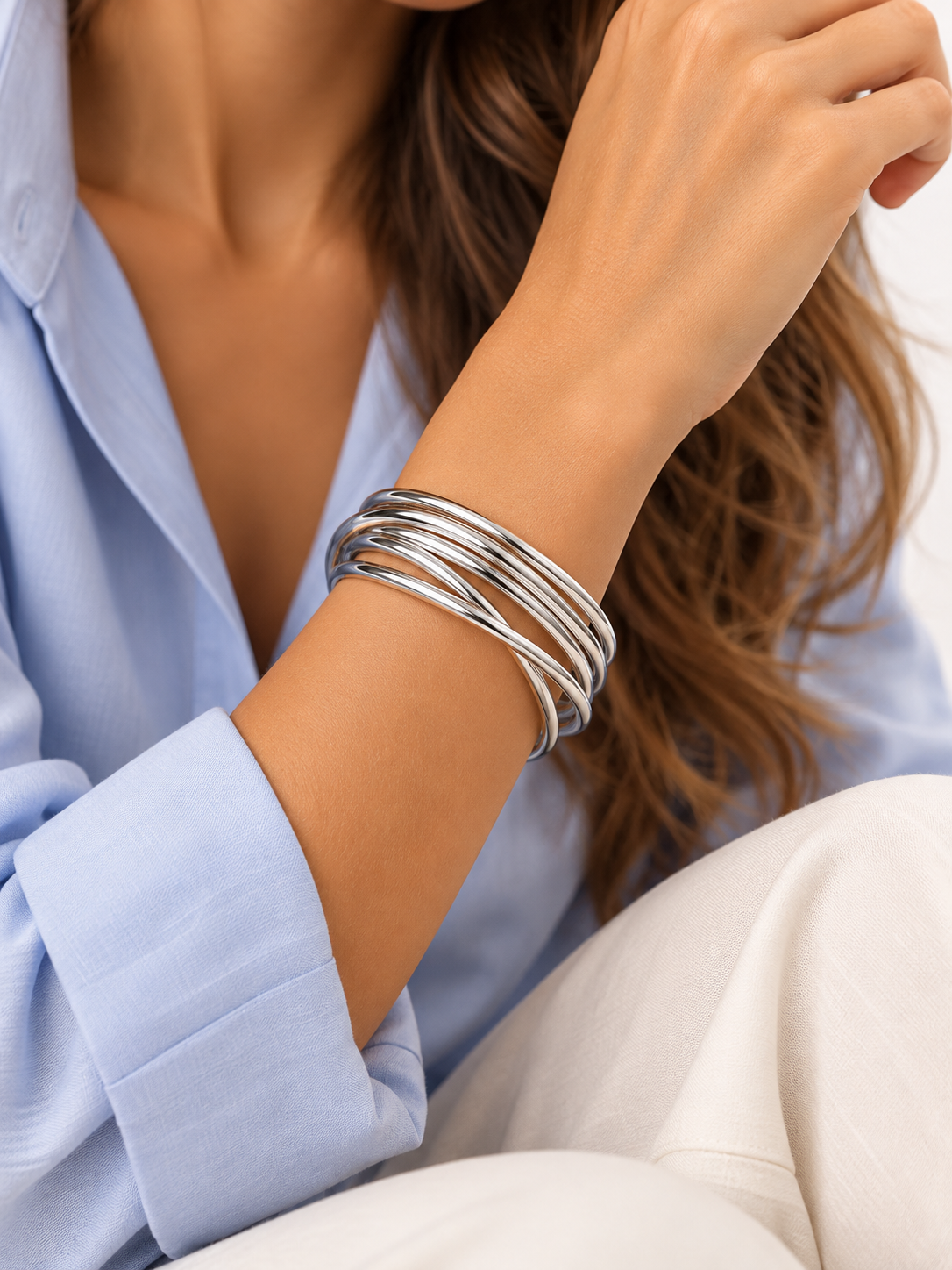 Bracciale donna "MULTICERCHIO" linea Elegant colore argento