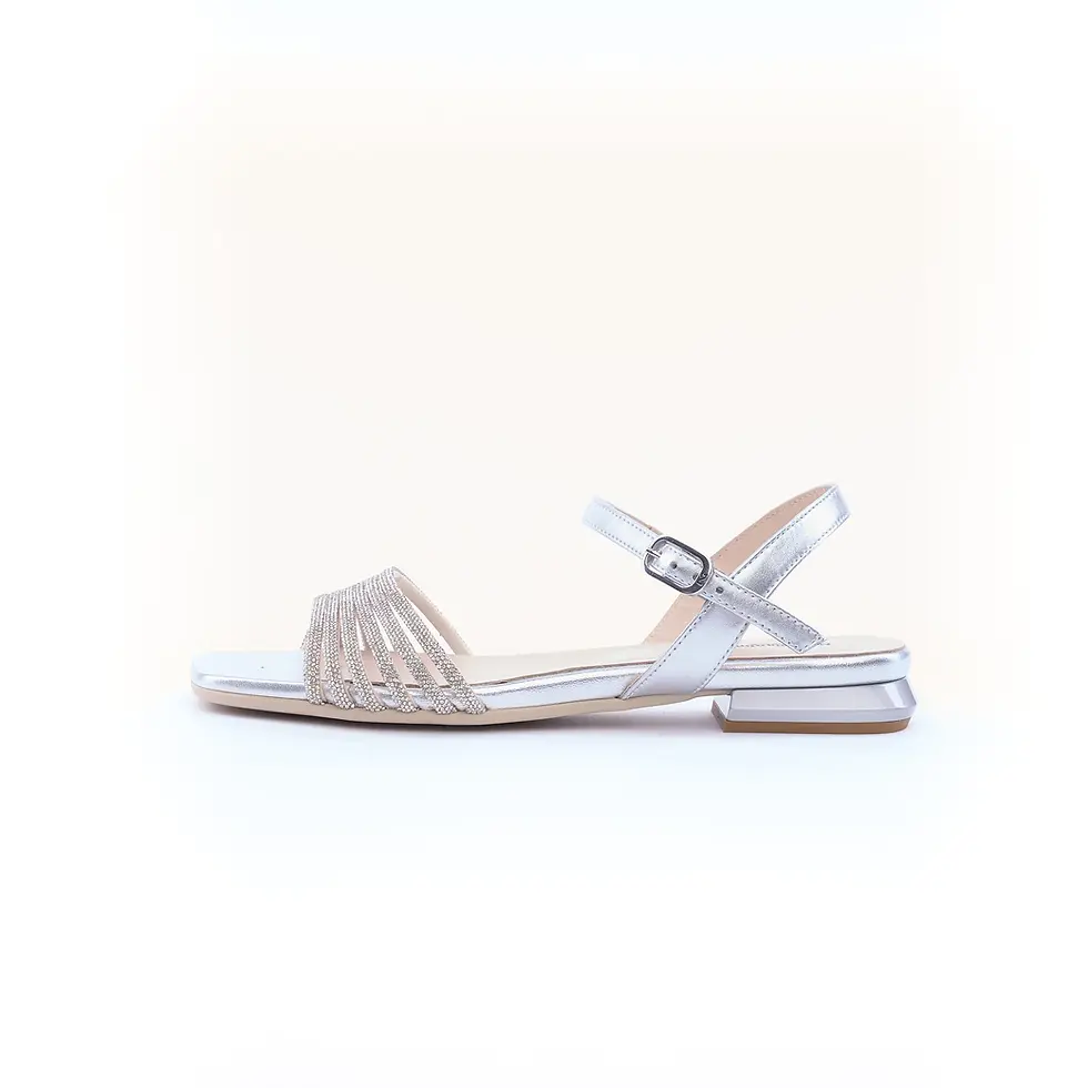 SANDALO FLAT NERO GIARDINI DONNA CON STRASS ARGENTO