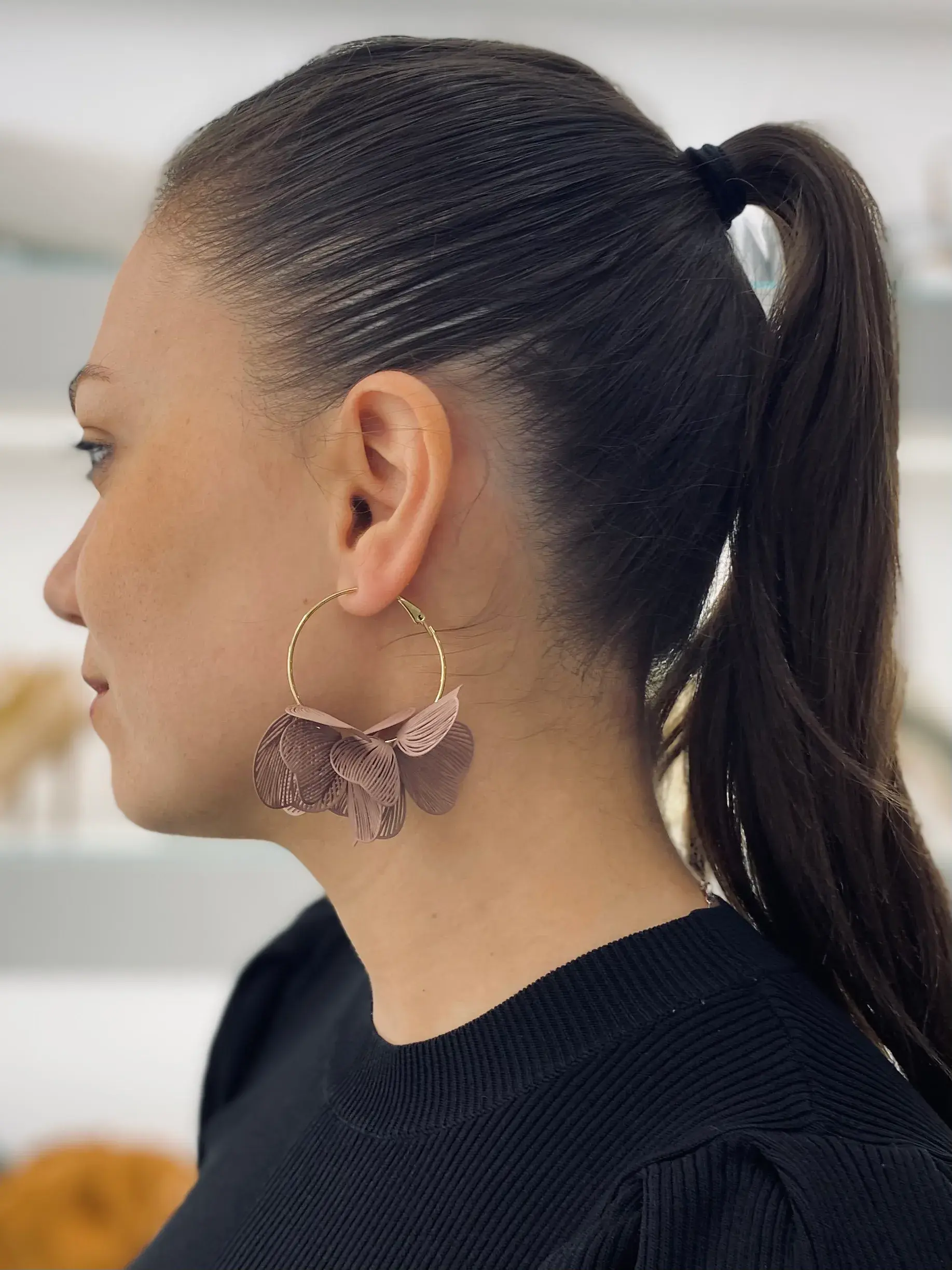 ORECCHINI DONNA A CERCHIO CON ROUGE ROSA ANTICO