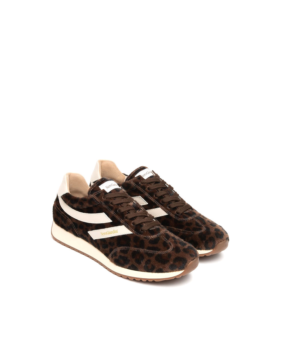 Miniatura: Sneakers "NERO GIARDINI " linea  Donna in pelle color caffè