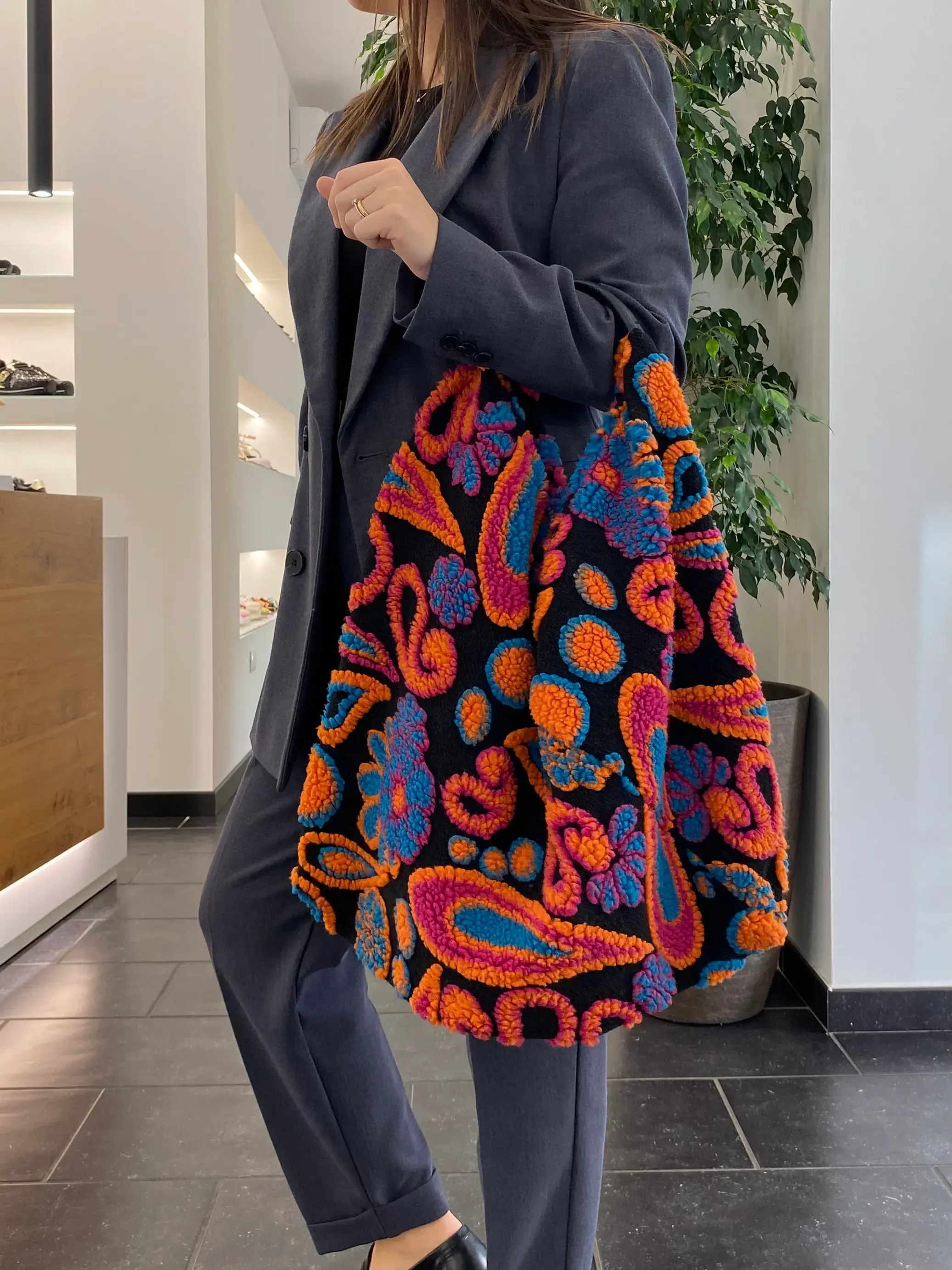 BORSA DONNA "GAIA" IN LANA COTTA MULTICOLOR