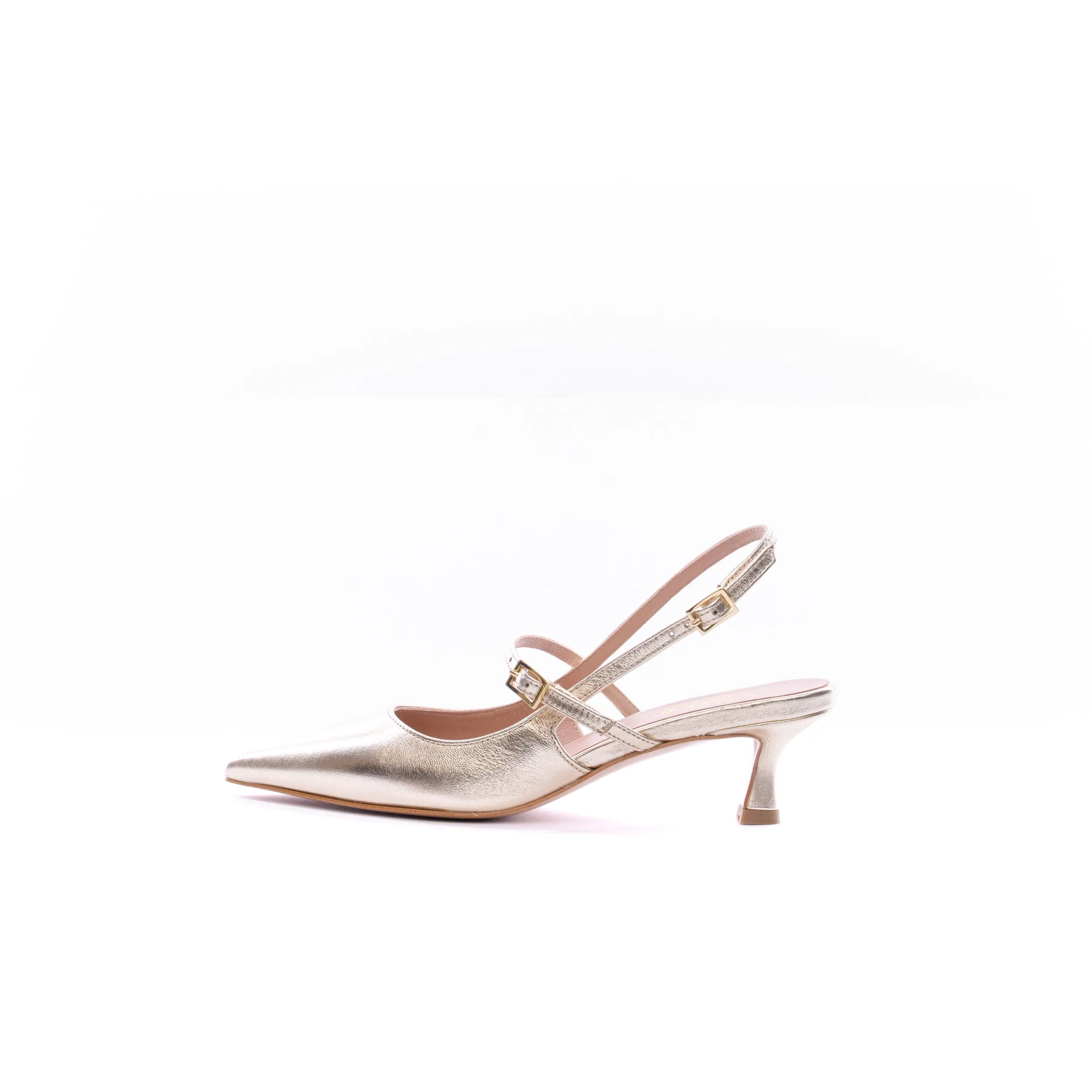SLINGBACK DONNA IN PELLE PLATINO