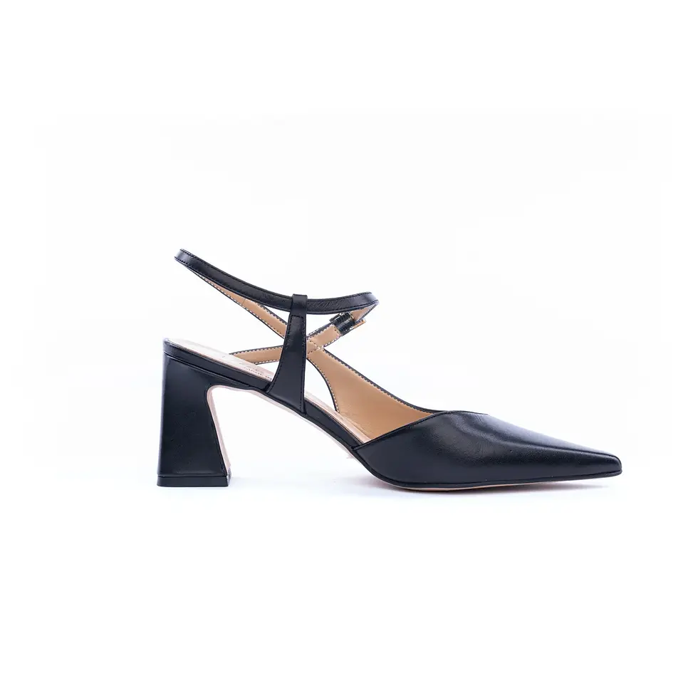 Miniatura: DECOLLETE' "FRIDA" CON CINTURINO TRASVERSALE IN PELLE NERO