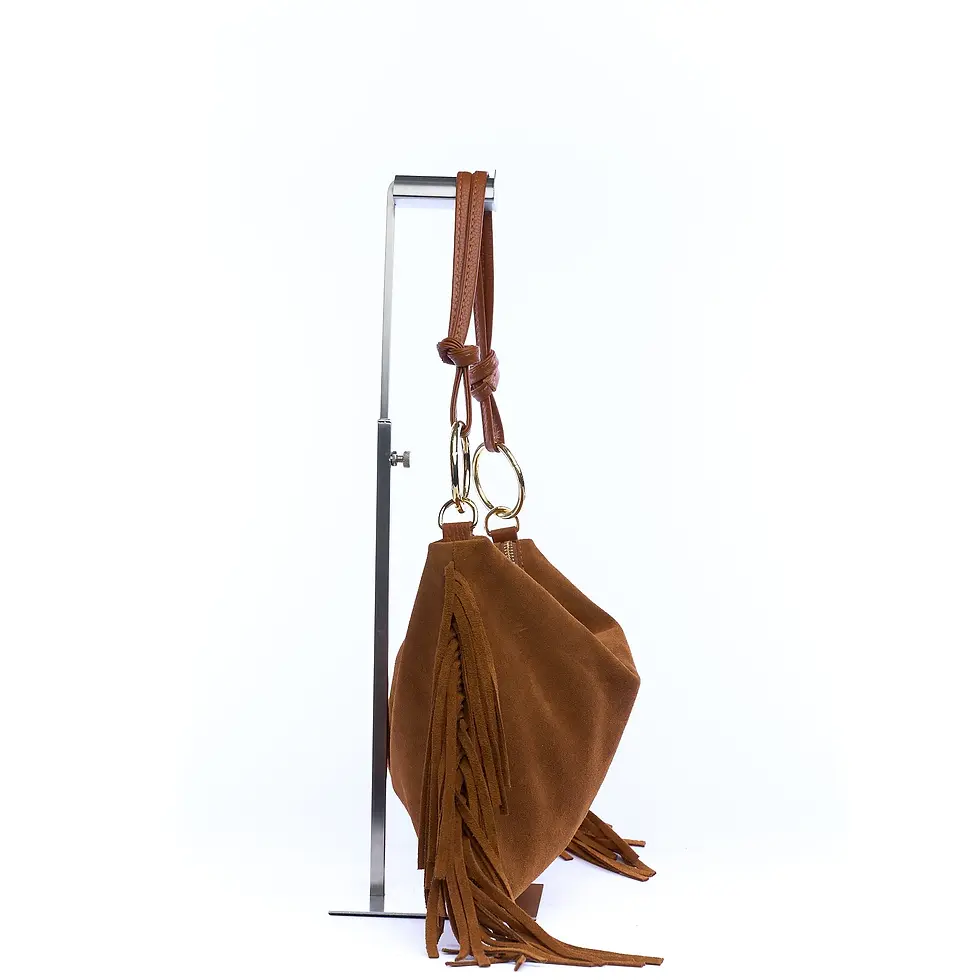Miniatura: Tracolla donna "LIORA" in suede cuoio con frange