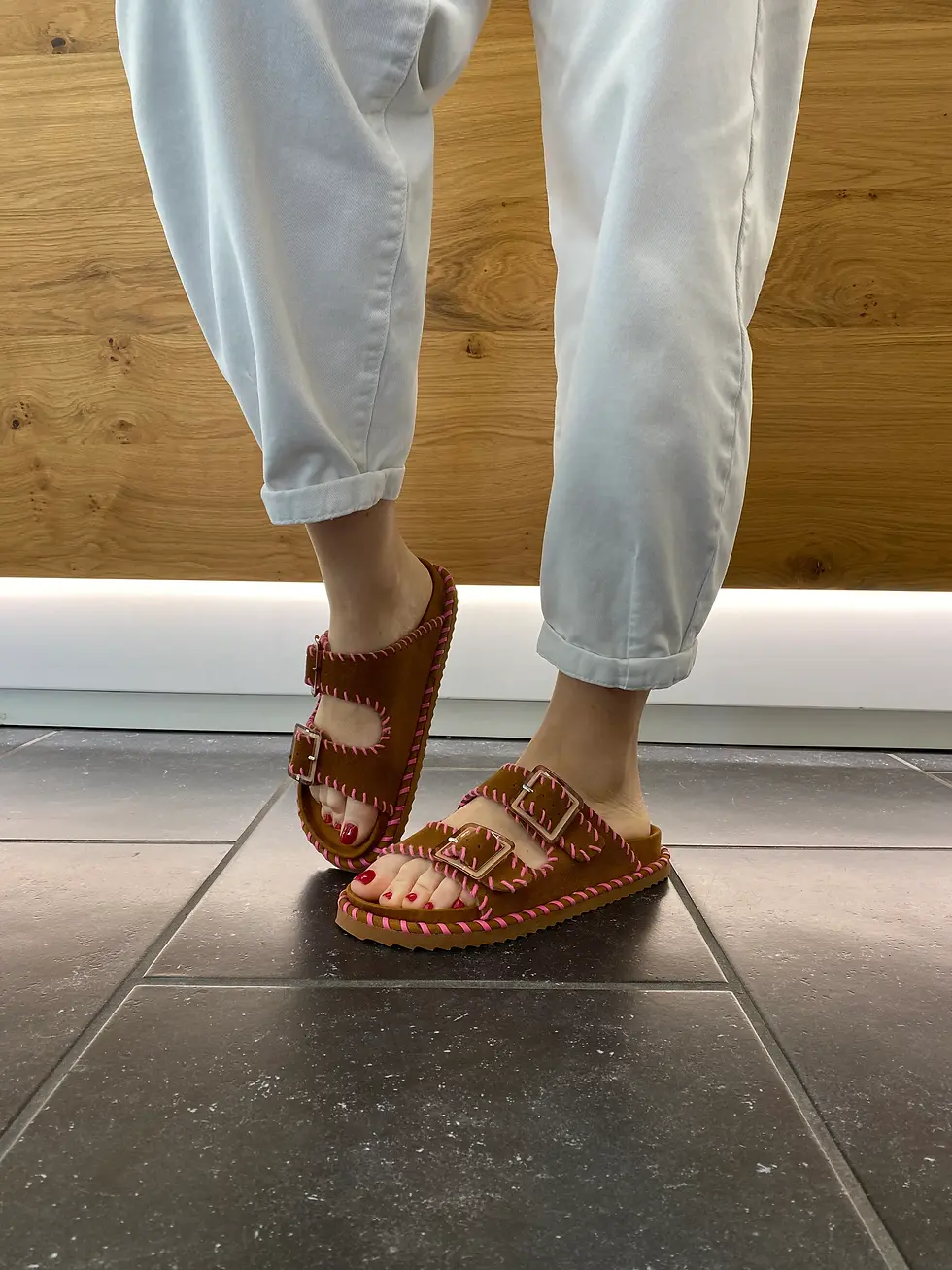 SANDALO COLOR OF CALIFORNIA DONNA IN CAMOSCIO CUOIO