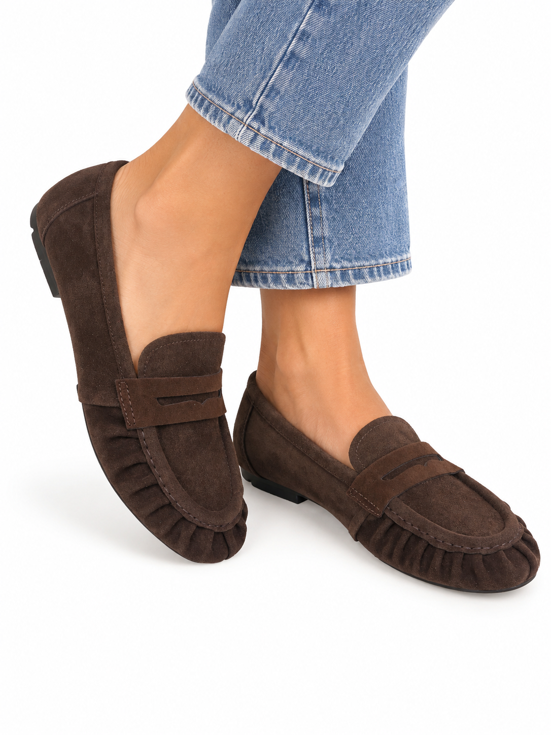 Mocassino donna "SKA" linea donna in suede color moka