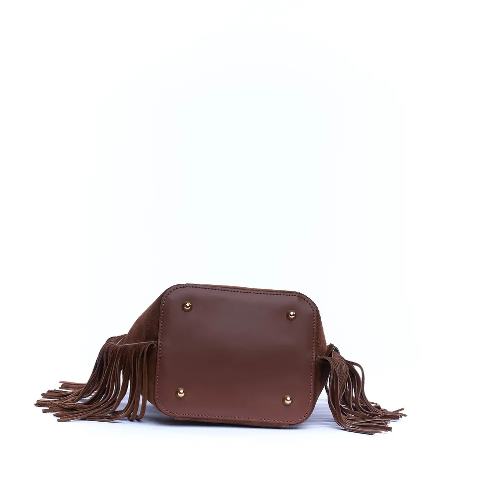 Miniatura: Secchiello donna "ZOE" in suede marrone con frange