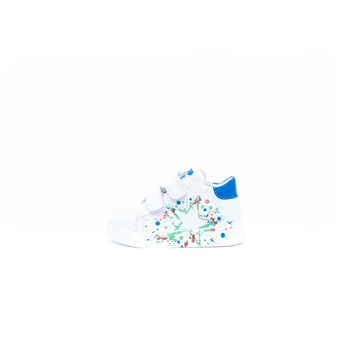 SNEAKERS FALCOTTO BAMBINO IN PELLE BIANCA CON STRAPPI
