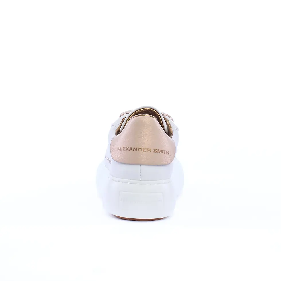 Miniatura: Sneakers donna ALEXANDER SMITH Soho in pelle bianca e tallone laminato platino