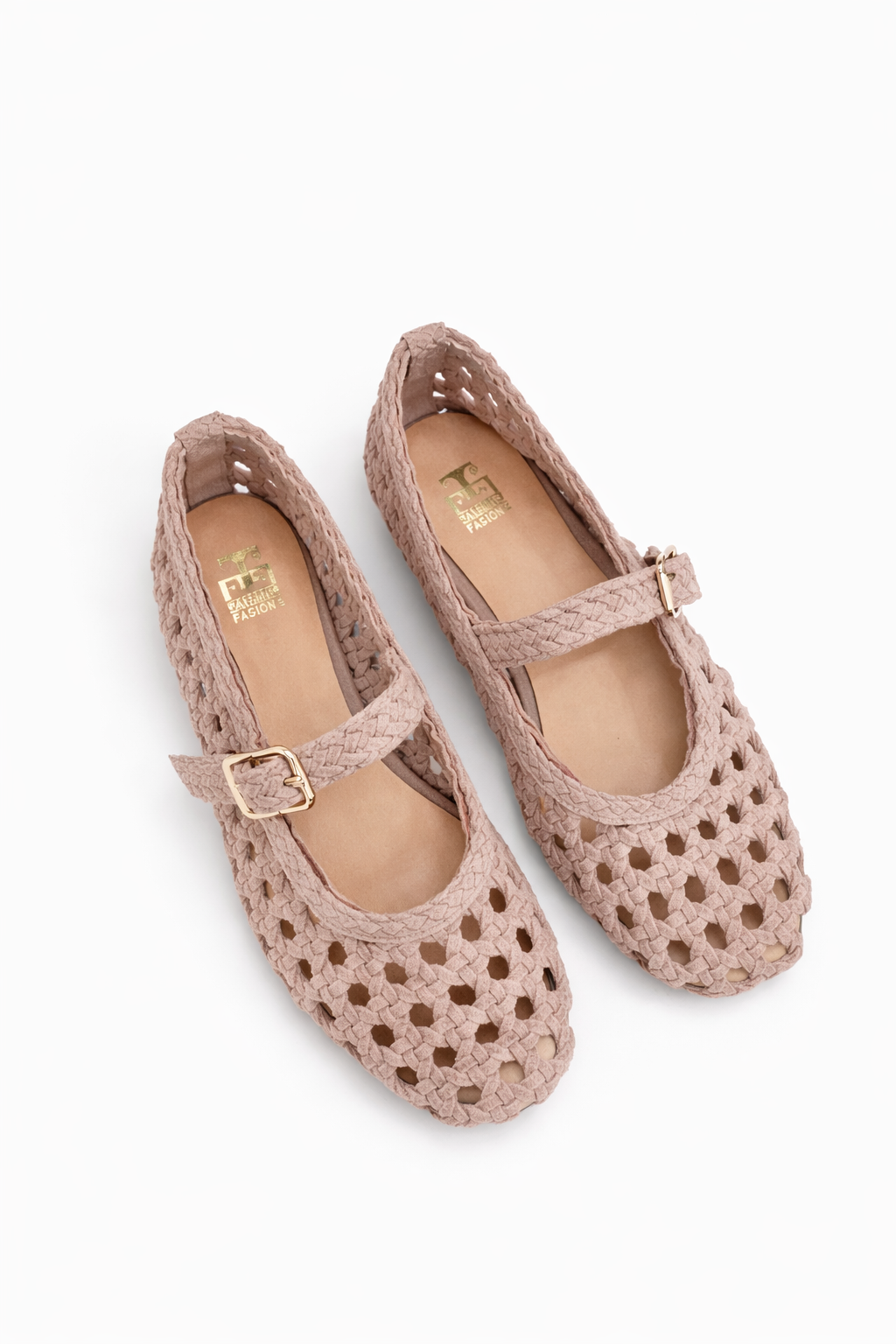 Ballerina donna "HADEL" in suede cipria con cinturino