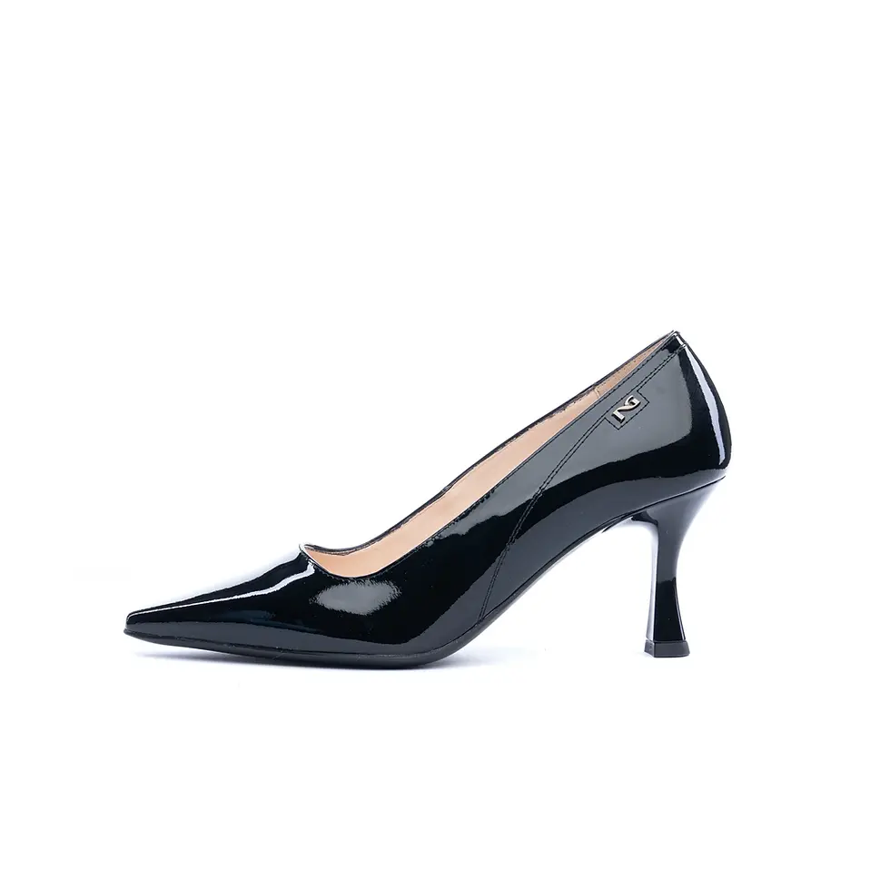 DECOLLETE' DONNA NERO GIARDINI IN VERNICE NERO CON TACCO ROCHETTO