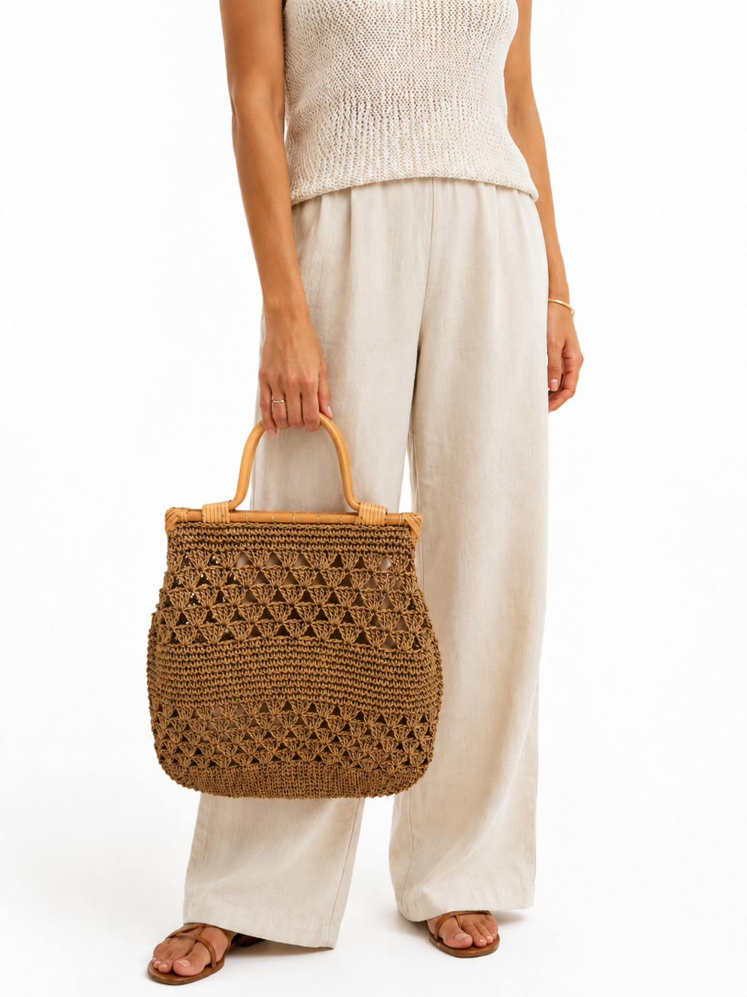 Borsa donna "NANCY" in paglia colore taupe