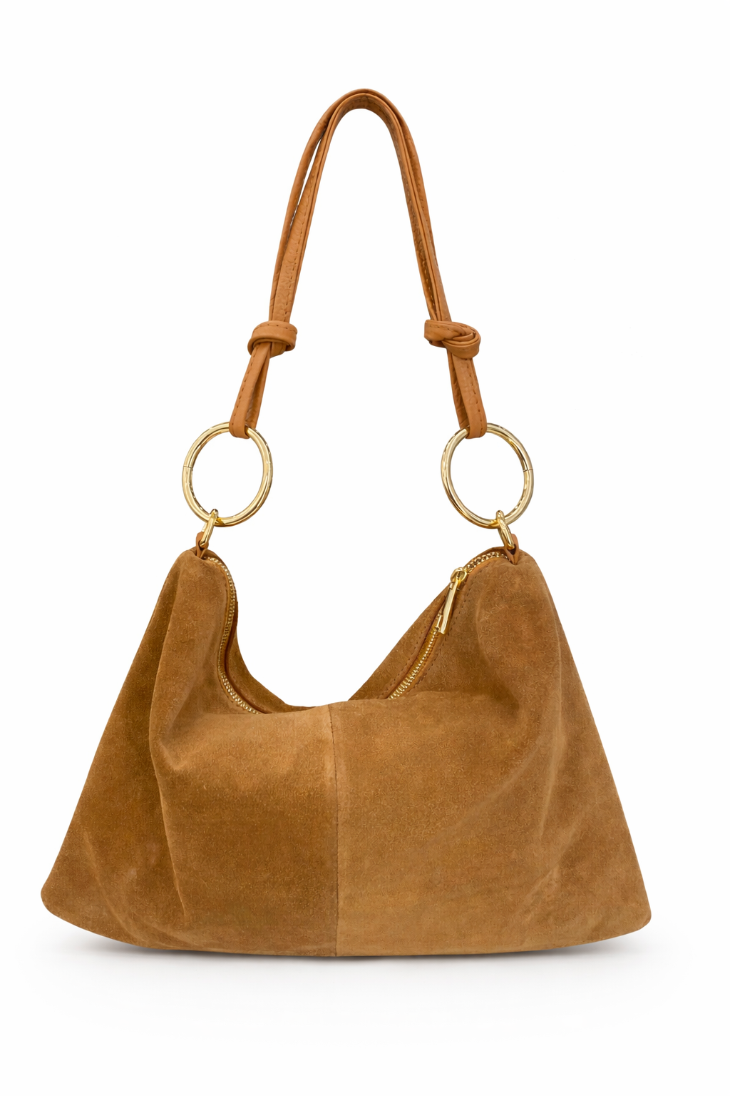 Borsa a spalla donna "IRIS" in suede cuoio