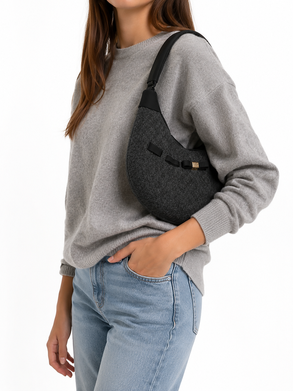 Miniatura: Borsa "SAVE MY BAG " linea donna in bouclè colore dark brown