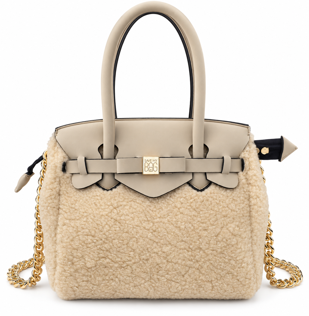 Borsa "SAVE MY BAG " linea donna in teddy colore crema