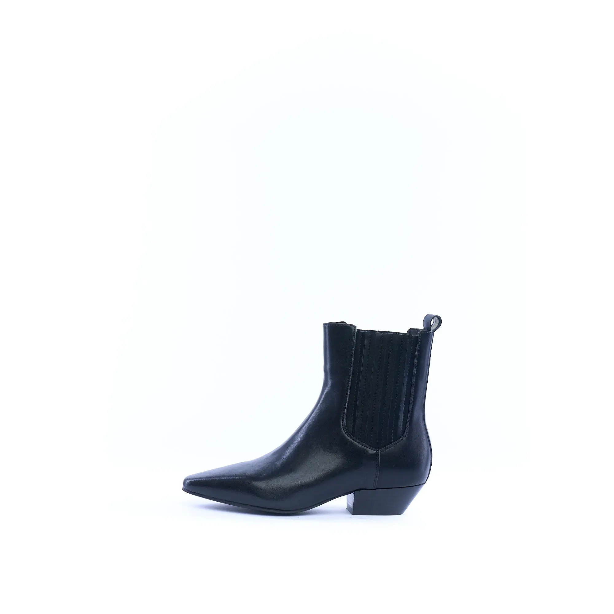 Stivaletto texano donna "HADEL" in pelle nera con maxi elastico