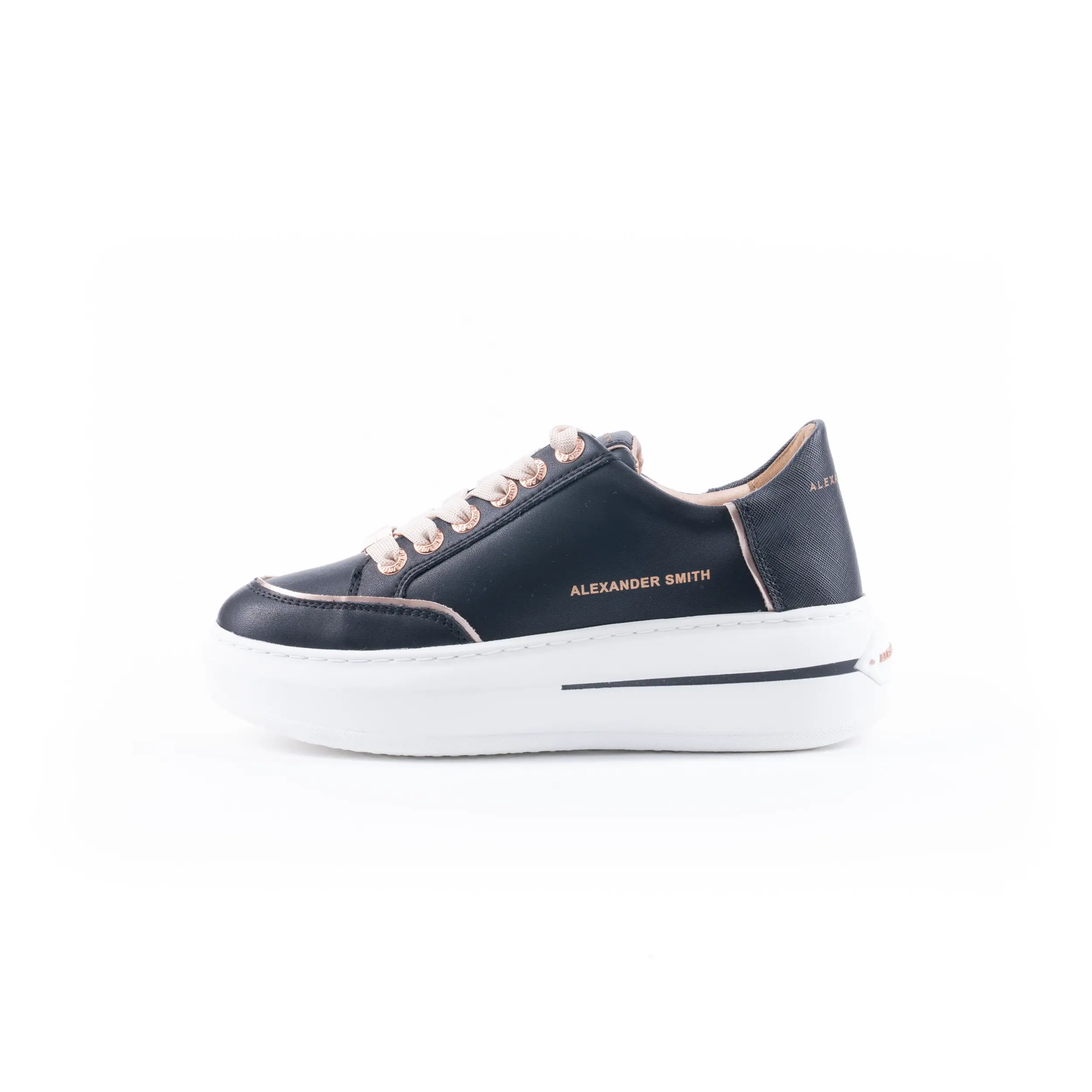 SNEAKER DONNA"LANCASTER" ALEXANDER SMITH IN PELLE NERO
