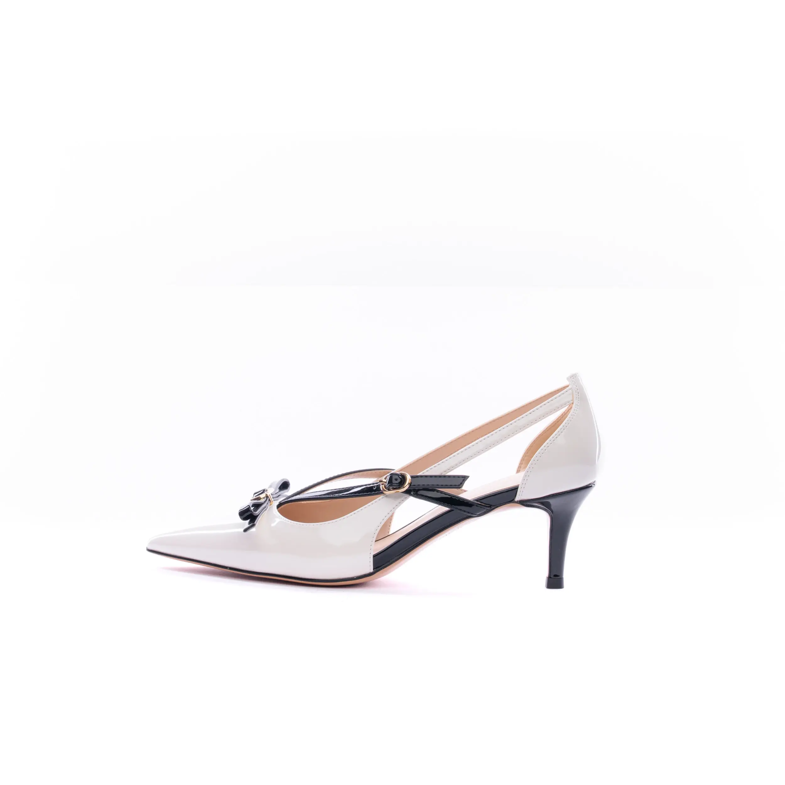 DECOLLETE' DONNA TWINSET IN VERNICE BICOLOR CON FIOCCO