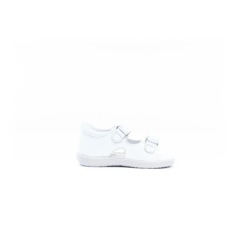 Miniatura: SANDALO FALCOTTO "LEVUKA" DA BAMBINA IN PELLE BIANCO CON FRAGOLE