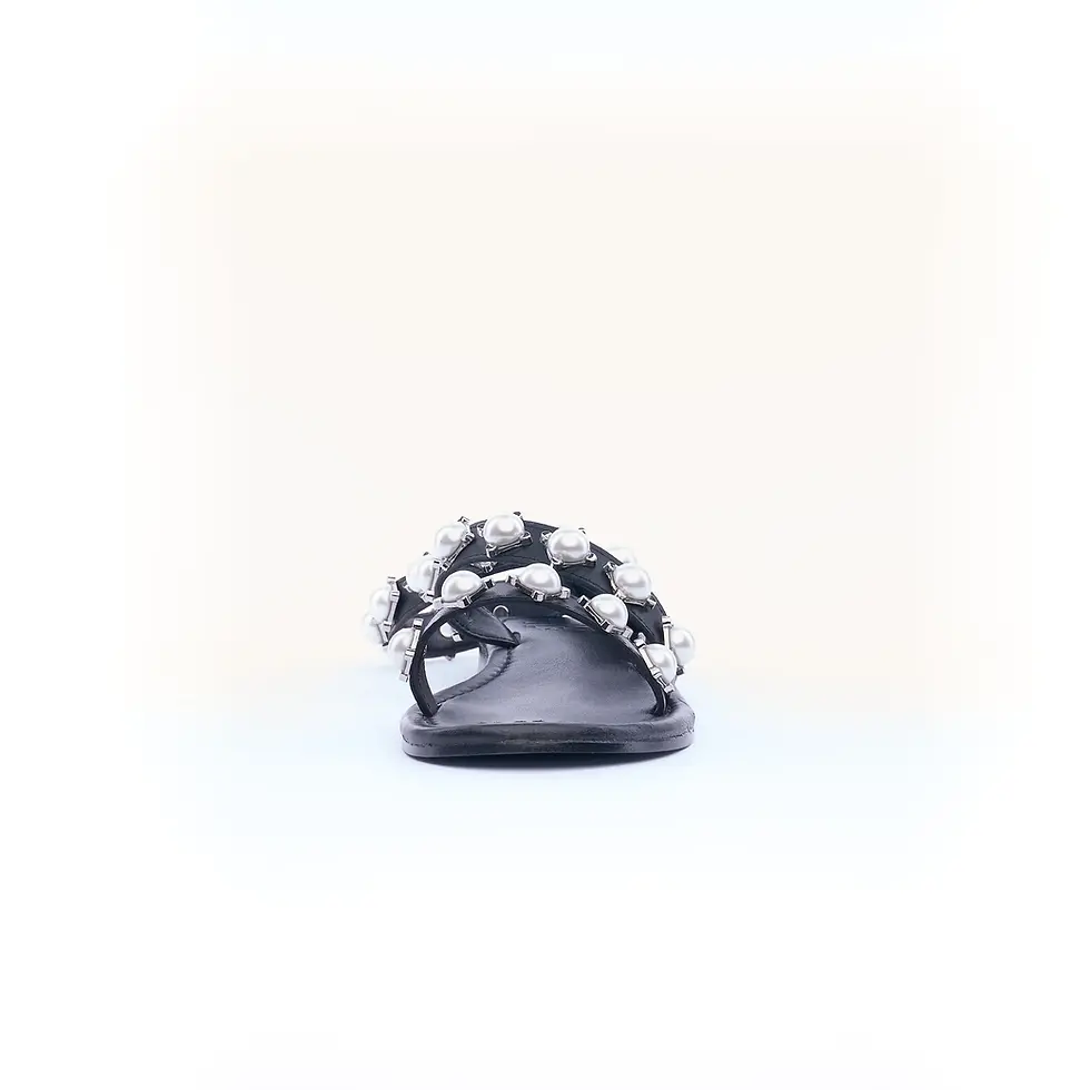 Miniatura: SANDALO HADEL DONNA IN PELLE NERO CON PERLE