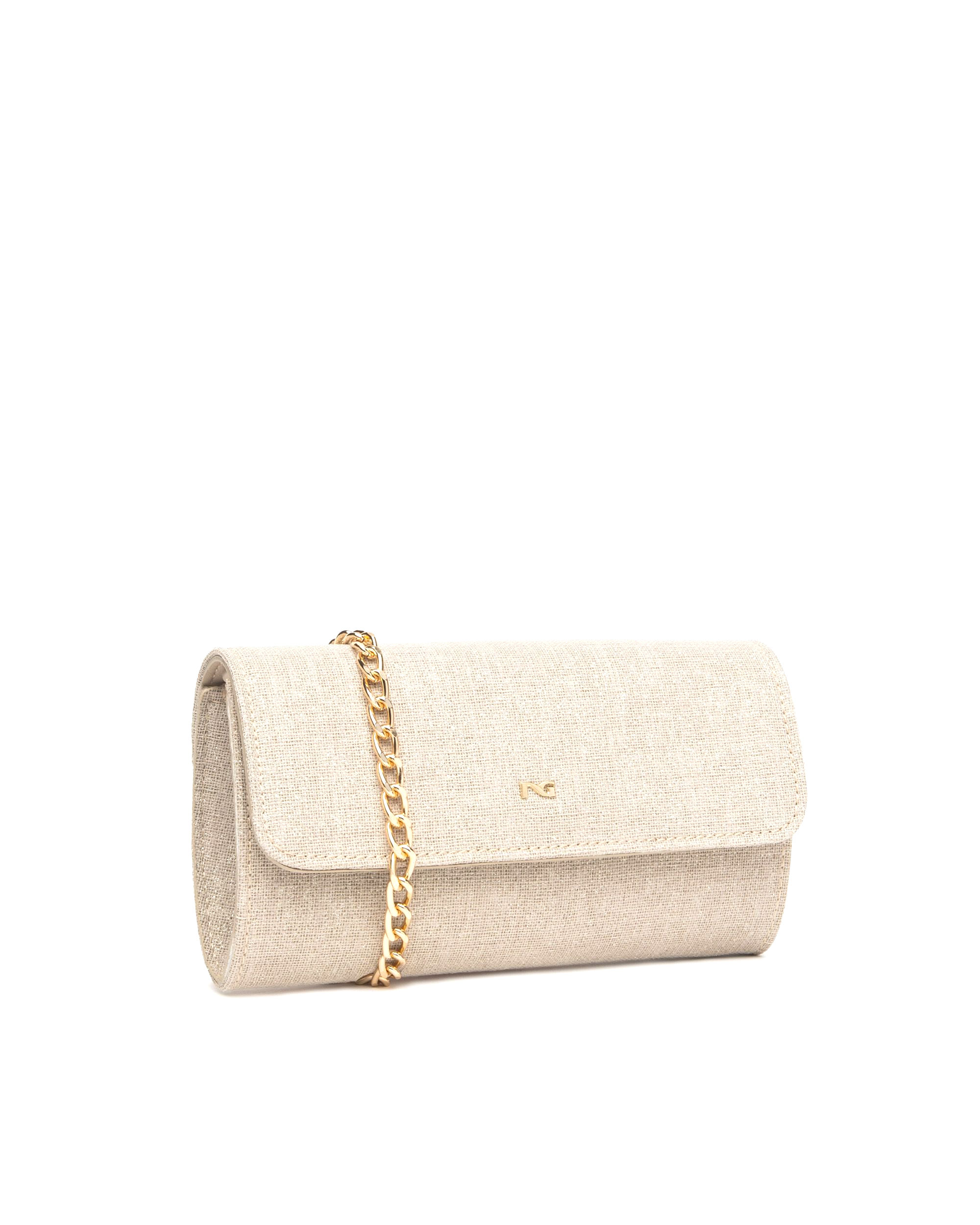 Pochette donna "NERO GIARDINI" in lurex beige