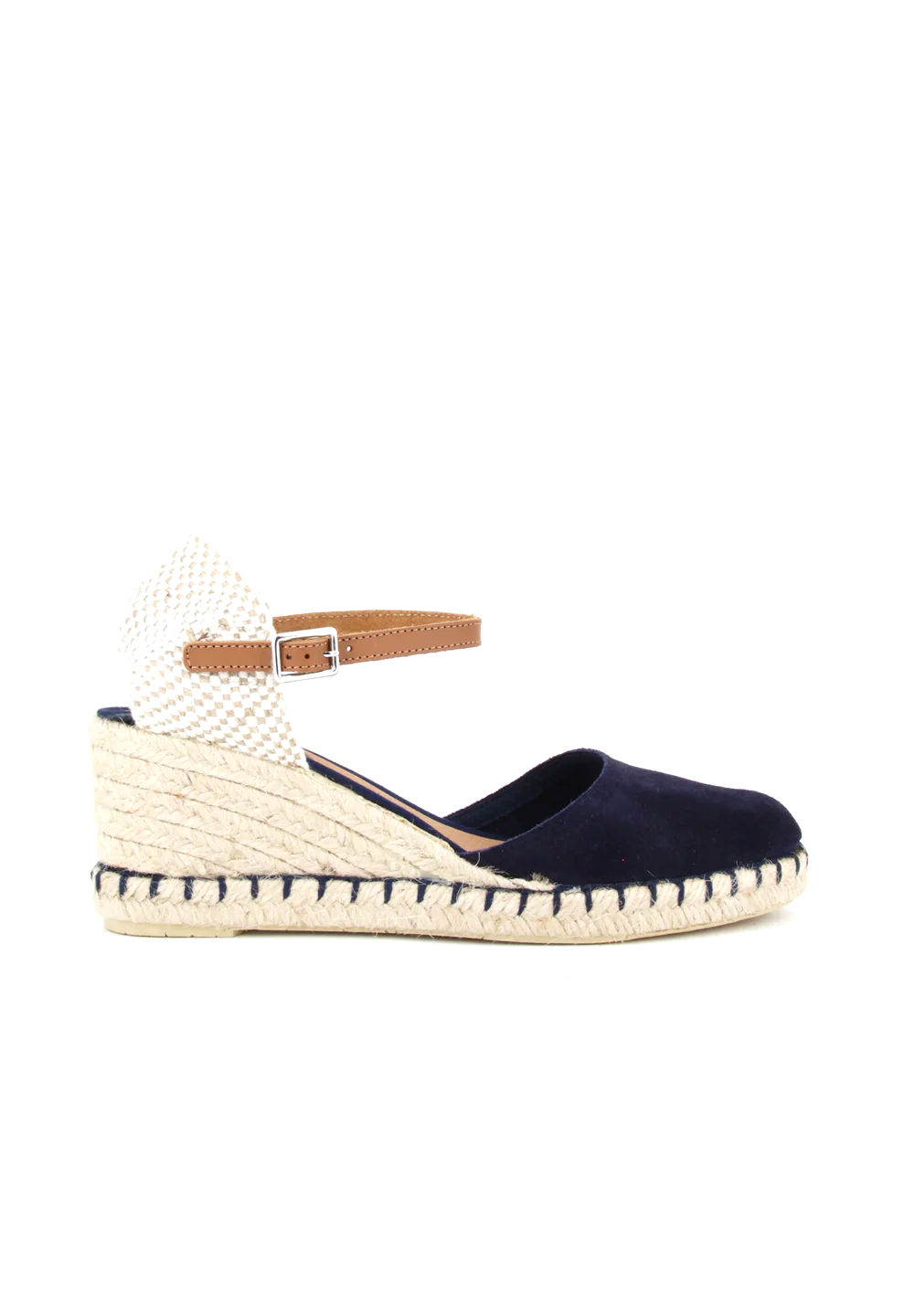 Sandalo zeppa donna "MARIBEL" Ska in camoscio blu