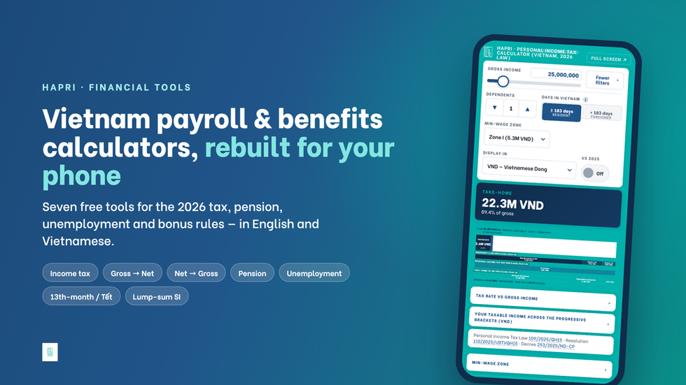 HAPRI's Vietnam payroll and benefits calculators, rebuilt for your phone