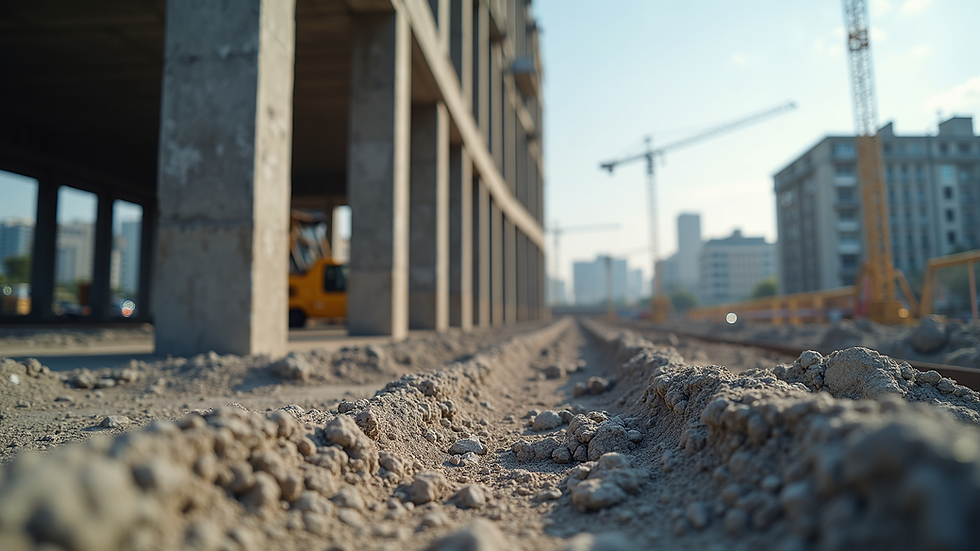 Eye-level view of a construction site with AI technology integration