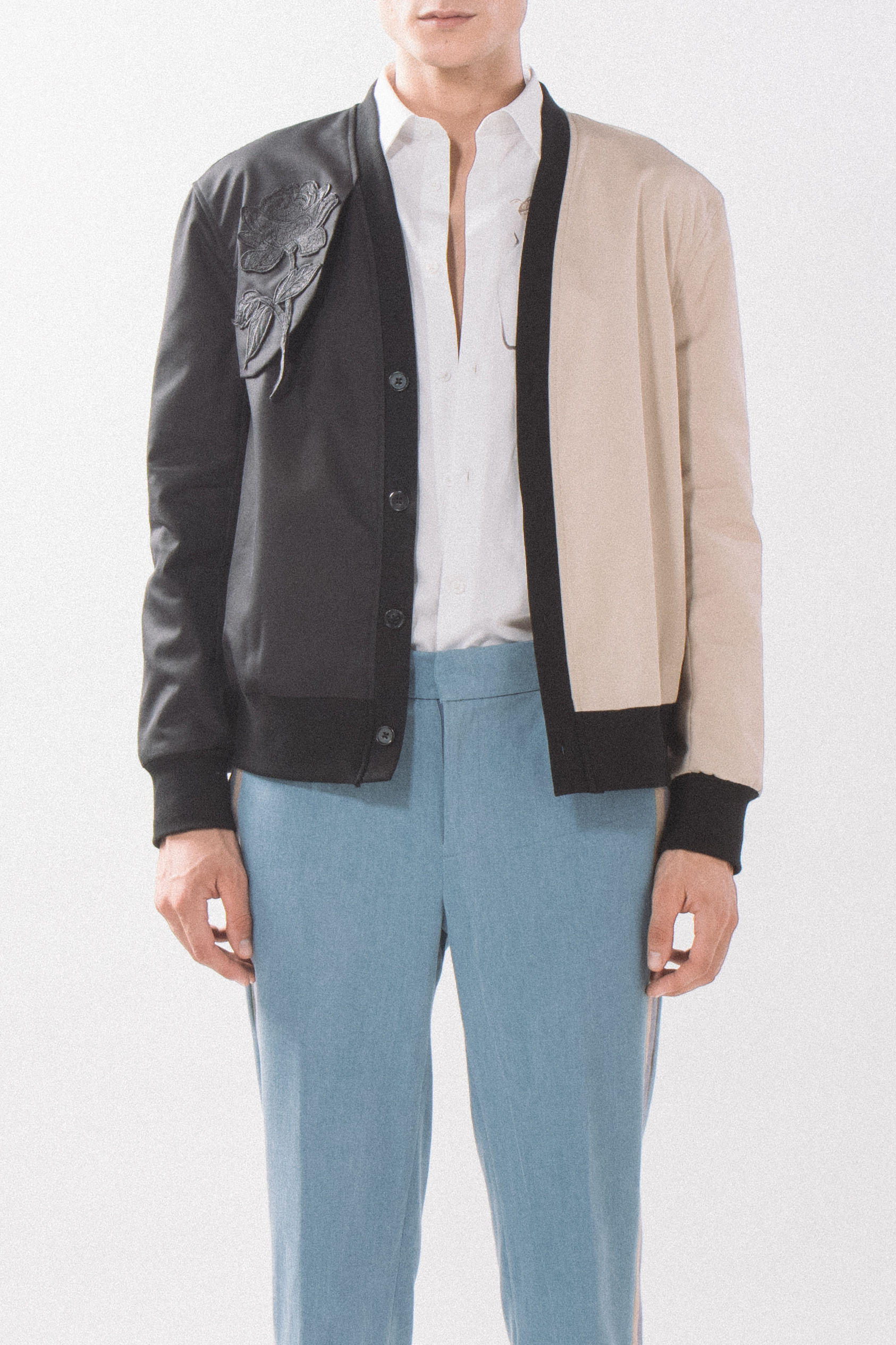 Bicolored Woven Cardigan