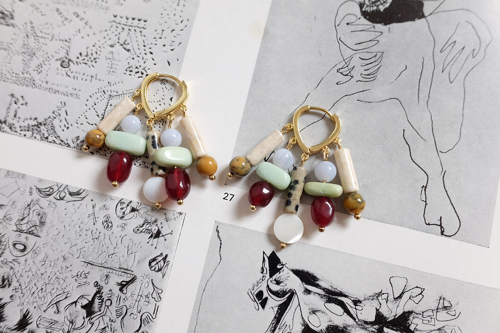 Thumbnail: Ruby Chryso Dalmatian Earrings