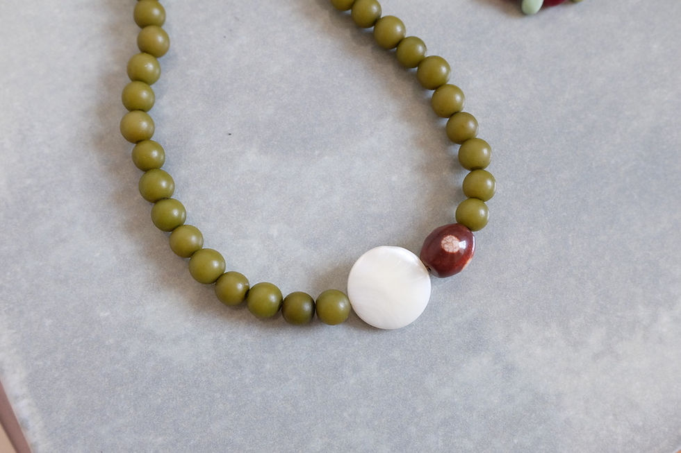 Thumbnail: Three-Eye Dzi, MOP and Buri Nut Necklace