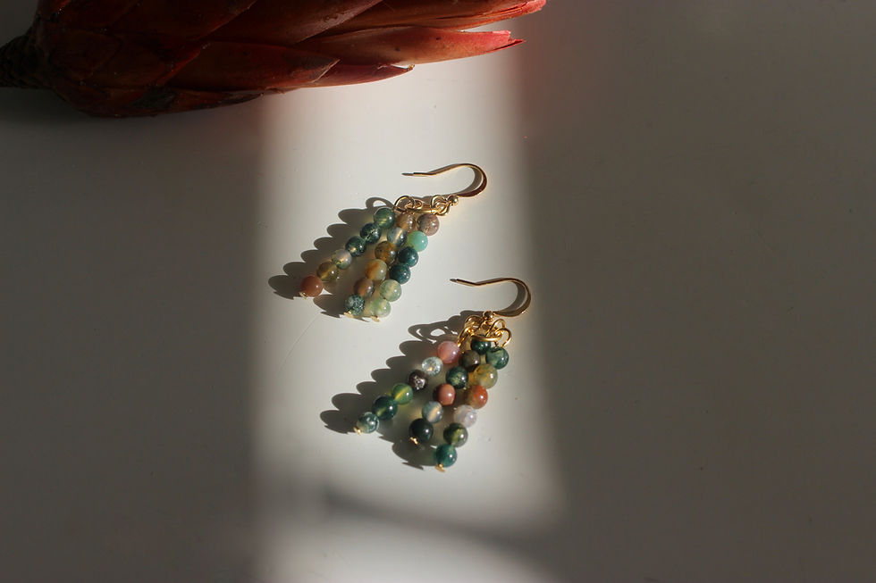 Thumbnail: Indian Agate 3-Strand Earrings