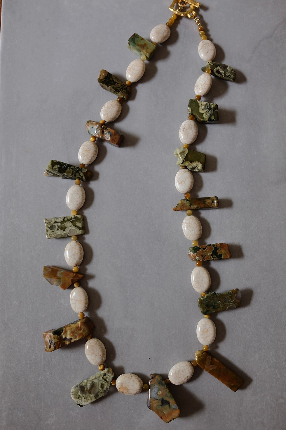 Thumbnail: Mandirigma Rhyolite, Magnesite + Tigers Eye Necklace