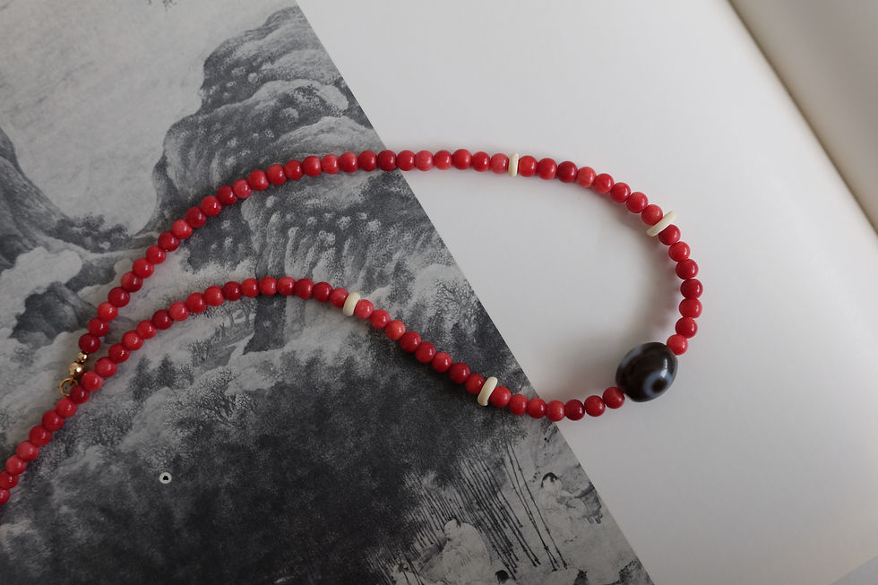 Thumbnail: Coral Dzi Necklace