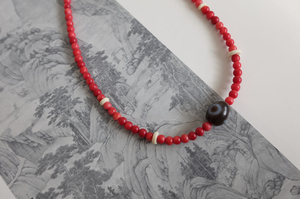 Thumbnail: Coral Dzi Necklace