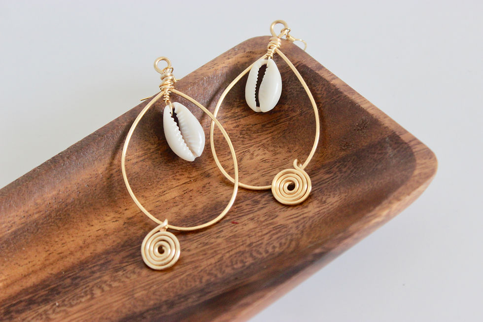 Thumbnail: Cowrie Shell Gold Oval Earrings