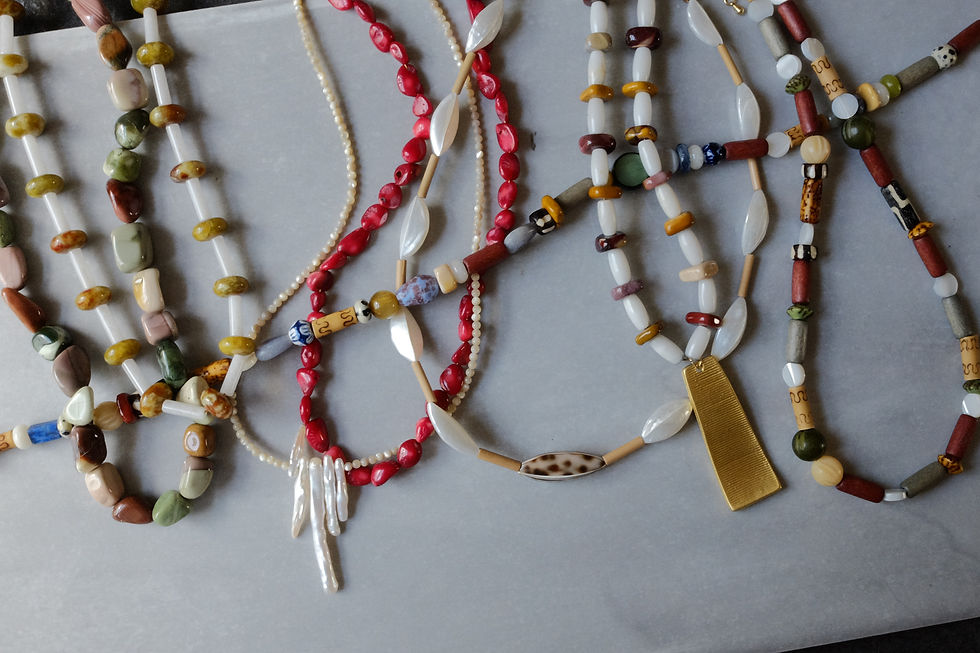 Thumbnail: White Jade + Dragon Jasper Necklace