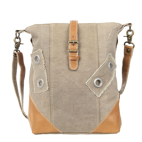 Plain Canvas Leather Crossbody Bag With Buckle Clea Ray - Main Image