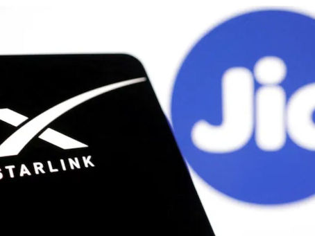 Jio and SpaceX reach an agreement to introduce Starlink's internet services in India.