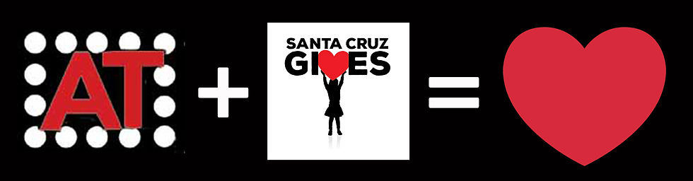 The Actors' Theatre and Santa Cruz Gives logos adding up to a heart