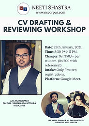 CV DRAFTING & REVIEWING WORKSHOP BY NEETI SHASTRA WITH ADV. PRATIK HARSH