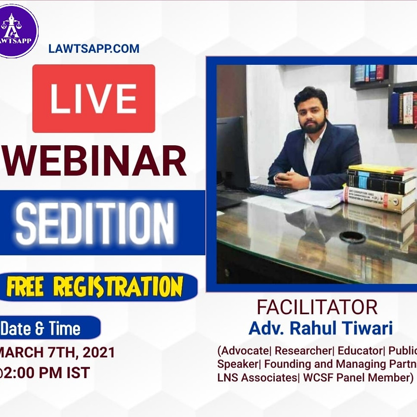 WEBINAR ON SEDITION BY LAWTSAPP, REGISTER NOW!
