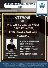 Webinar on Virtual Courts In India: by Legal Education Experts (LDX)