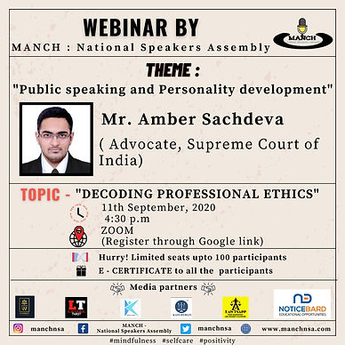 WEBINAR ON DECODING PROFESSIONAL ETHICS BY MANCH