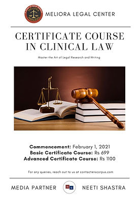 Online Certificate Course In Clinical Law by MELIORA LEGAL CENTER