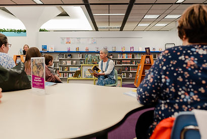 Andi at the Stark County Library Fair reading her book