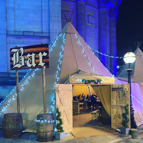 Tipi Tent Bar at the Liverpool Christmas Market at night