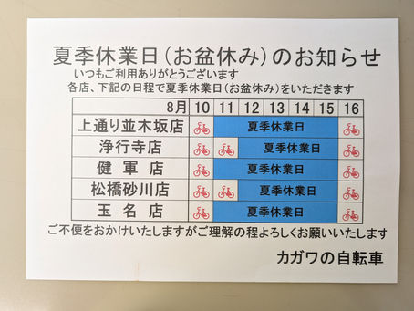 お盆休みについて
