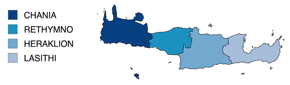Mapa das unidades regionais de Creta