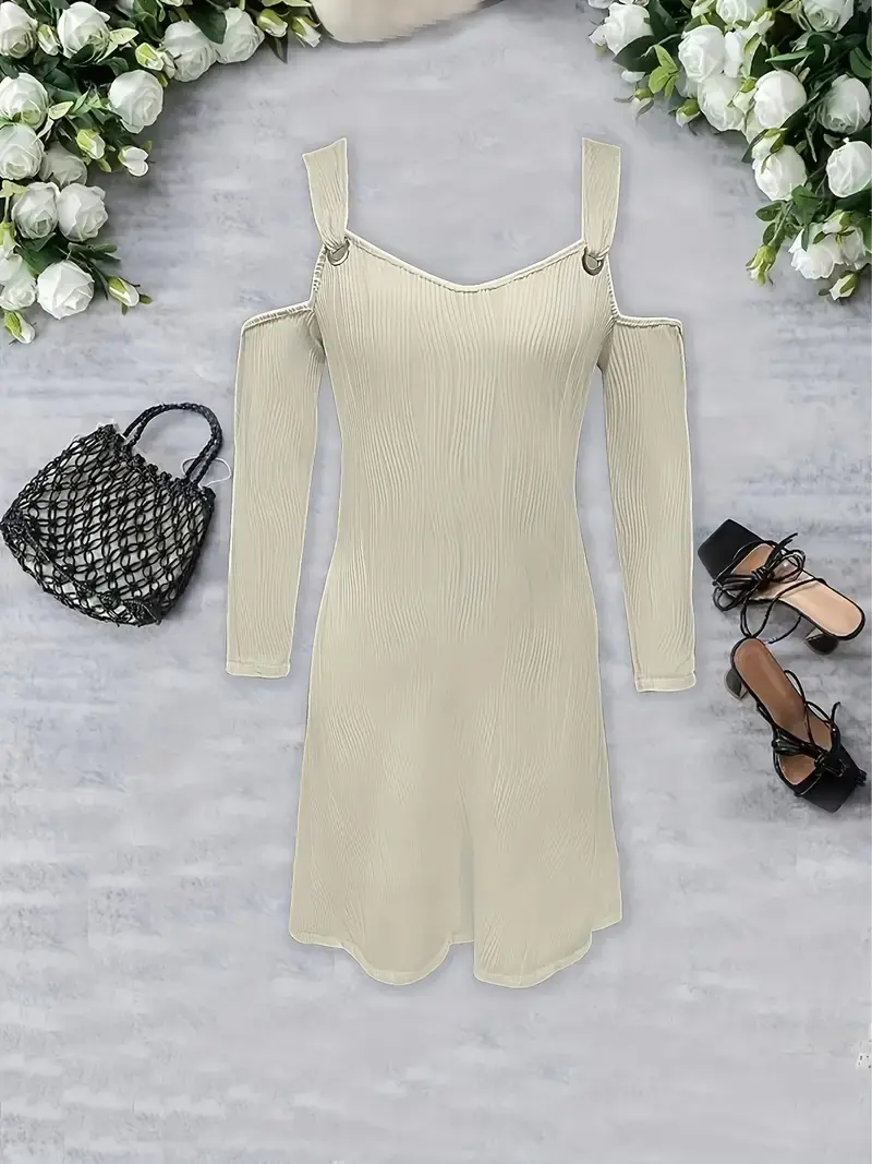 Thumbnail: Beautiful Women's Cold Shoulders Ring Plus Size Dress XXL